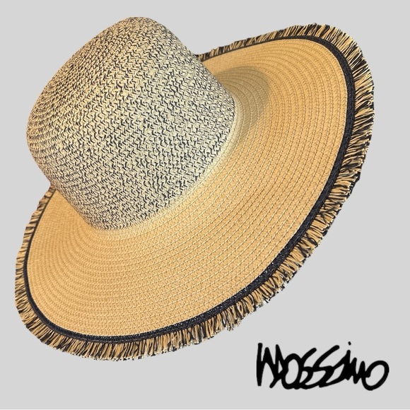 Mossimo - Floppy Fringe Beach Straw Hat, NEW - Picture 1 of 4